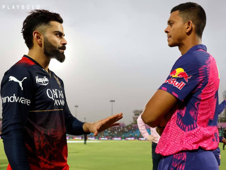 IPL 2023: बैंगलोर-राजस्थान मैच के बाद कोहली से यशस्वी ने लिए टिप्स, फैंस ने वीडियो पर किए दिलचस्प कमेंट Yashasvi Jaiswal talked with Virat Kohli After RCB vs RR Match IPL 2023 jaipur IPL 2023: बैंगलोर-राजस्थान मैच के बाद कोहली से यशस्वी ने लिए टिप्स, फैंस ने वीडियो पर किए दिलचस्प कमेंट