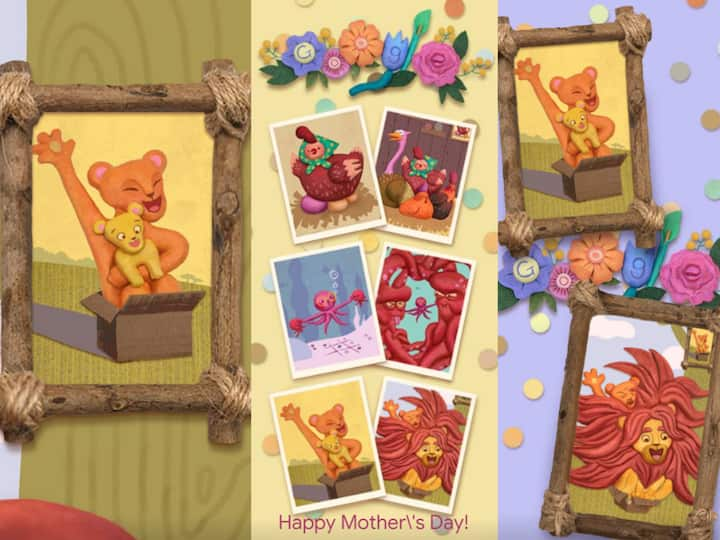 The Google Doodle for Mother's Day on Sunday, May 14 included cute animated animal family throwback photos of mums with their little ones.