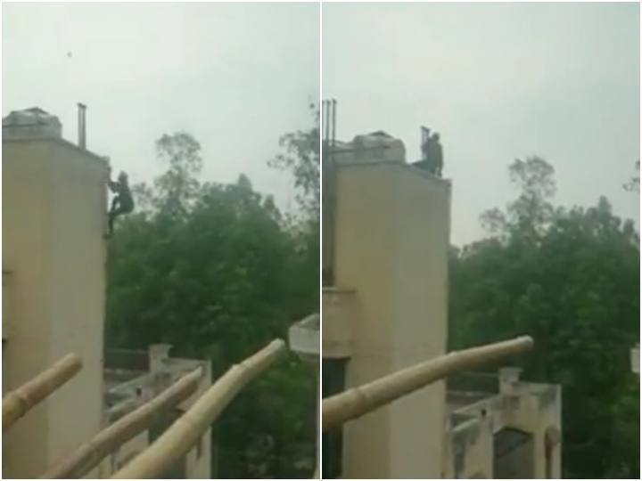 Thief climbed a four-storey building like Spiderman Video goes viral स्पाइडरमैन की तरह फिल्मी स्टाइल में चार मंजिला इमारत पर चढ़ा चोर, देखें ये वीडियो
