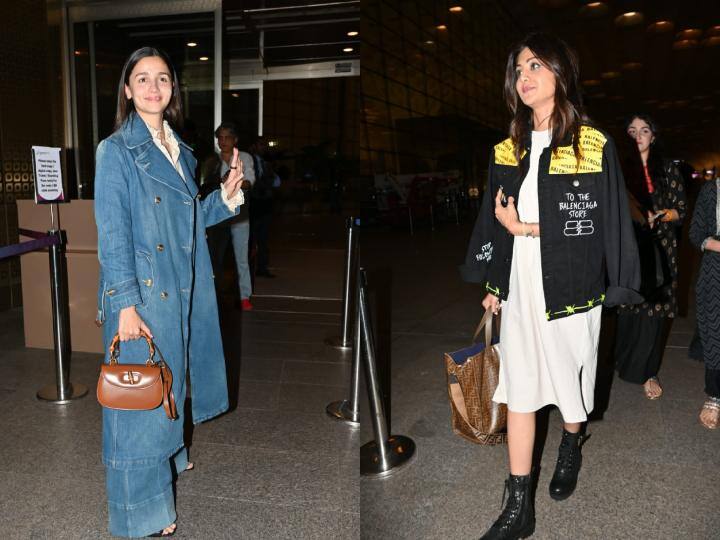 Alia-Shilpa At Airport: आलिया भट्ट और शिल्पा शेट्टी मुंबई एयरपोर्ट पर दिखाई दिए. दोनों एक दूसरे से बिल्कुल अलग लुक में नजर आए.