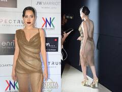 Uorfi Javed Photos: गोल्डन नेट...रिवीलिंग ड्रेस-लाउड मेकअप, फैशन शो में कुछ यूं पहुंचीं उर्फी जावेद, तस्वीरें देख पकड़ लेंगे अपना सिर