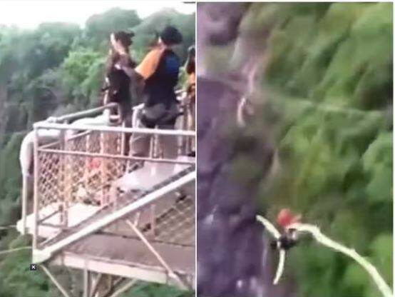 bungee jumping goes horribly wrong as elastic cord breaks midway Viral Video: ਬੰਜੀ ਜੰਪਿੰਗ ਮੌਕੇ ਹਵਾ 'ਚ ਟੁੱਟੀ ਰੱਸੀ, ਖੌਫਨਾਕ ਵੀਡੀਓ ਦੇਖ ਤੁਹਾਡੇ ਉੱਡ ਜਾਣਗੇ ਹੋਸ਼