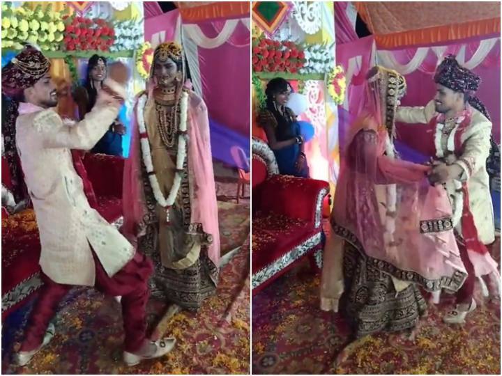 Wedding Funny Video groom danced happily on Bhojpuri song after Seeing his bride दुल्हन को देख खुशी से झूम उठा दूल्हा, भोजपुरी गाने पर करने लगा जबरदस्त डांस