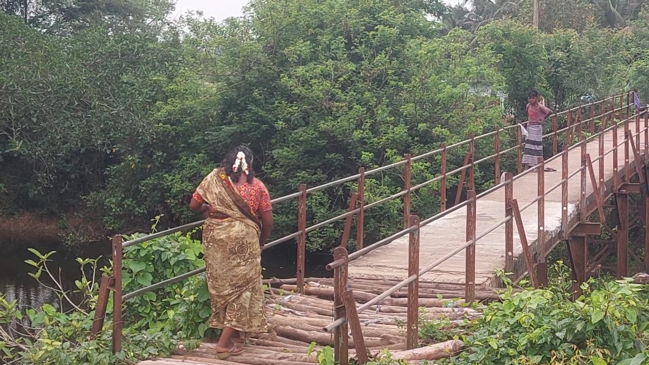 Thiruvarur: 3 வருடமாக பழுதடைந்து காணப்படும் பாலம்; சவுக்கு மரங்களை அடுக்கி வைத்து அச்சத்துடன் பயணிக்கும் மக்கள்