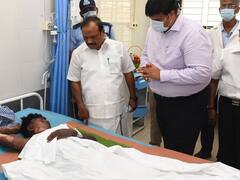 நாமக்கல் தீ விபத்தில் பாதிக்கப்பட்ட 4 பேர் - அமைச்சர் சி.வி.கணேசன் நேரில் நலம் விசாரிப்பு