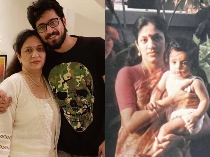Harish Kalyan throw back photo with mother on occasion of Mother's day Harish Kalyan: கொழு கொழு பேபி யாரு தெரியுமா? அம்மாவுடன் இருக்கும் த்ரோபேக் போட்டோ பகிர்ந்த ஹரிஷ் கல்யாண்