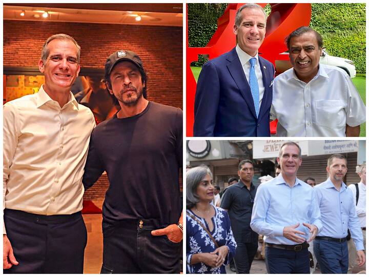 United States Ambassador to India Eric Garcetti met Shah Rukh Khan and Mukesh Ambani during his Mumbai visit.