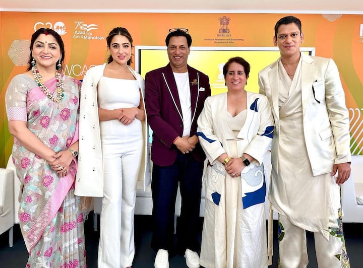 Sara Ali Khan, Khushbu Sundar, Madhur Bhandarkar, Vijay Varma, and Manushi Chillar with Esha Gupta were also present.