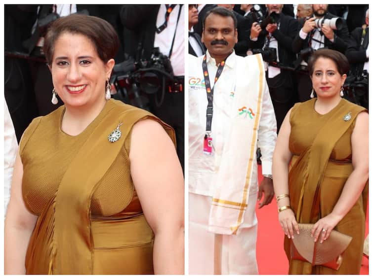 Cannes 2023: Oscar Winner Guneet Monga walks Cannes red carpet in a golden saree, thanks Indian Government Cannes 2023: Guneet Monga Shares Pics From French Riviera In A Golden Saree; Says, 'My Gratitude To The Indian Government'