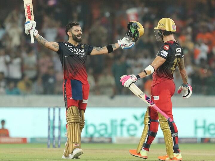 IPL 2023 RCB Virat Kohli joint highest century with Chris Gayle in 62 balls against SRH top performance this season 2023 Ipl live marathi News Virat Kohli Century : विराट कोहलीचा शतकांचा षटकार, ख्रिस गेलची केली बरोबरी