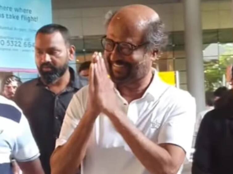 Superstar Rajinikanth at Mumbai Airport Excited fans Photos viral விமான நிலையத்தில் ரஜினிகாந்த்… குதூகலமடைந்த ரசிகர்கள்… புகைப்படங்கள் வைரல்!