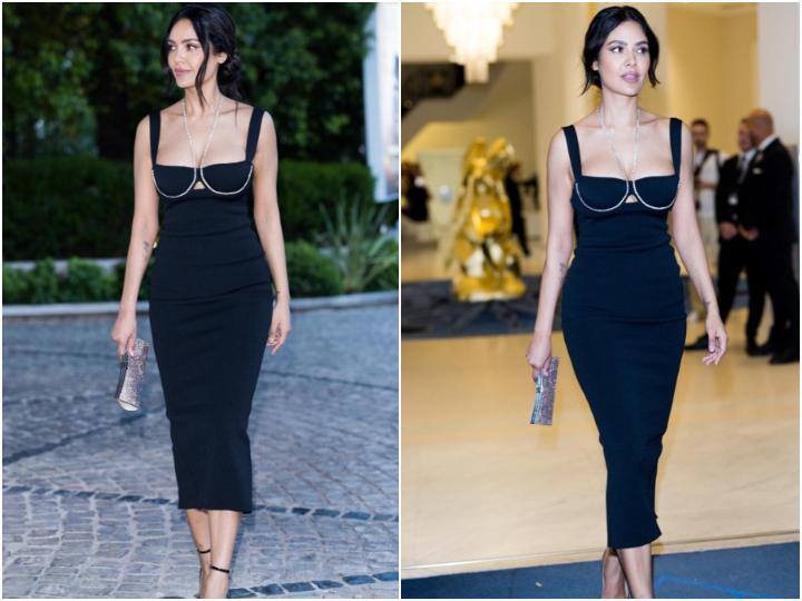 Cannes 2023 Esha Gupta Wear black  Galvan bodycon dress in Cannes day 2 know her outfit price Cannes 2023: ब्लैक बॉडीकॉन ड्रेस पहन Esha Gupta ने कान्स में दिखाया जलवा, एक्ट्रेस के आउटफिट का प्राइस जानकर उड जाएंगे होश