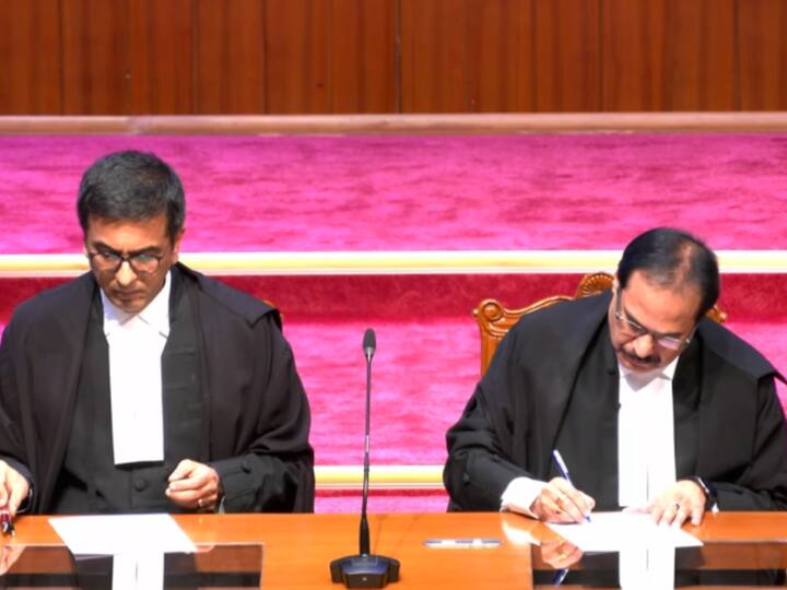 The Supreme Court collegium recommended their elevation on May 16, and the Central Government has notified their appointments within two days. (Credit: Twitter/@ANI)