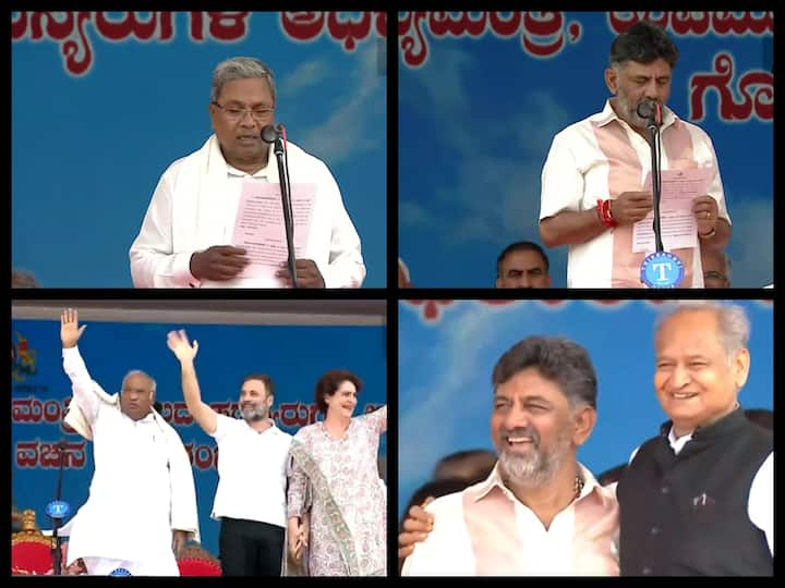 Leaders from across the nation arrived at Bengaluru's Kanteerava Stadium to attend the Swearing-In ceremony of Karnataka's new Chief Minister Siddaramaiah, new Deputy CM DK Shivakumar & their cabinet.