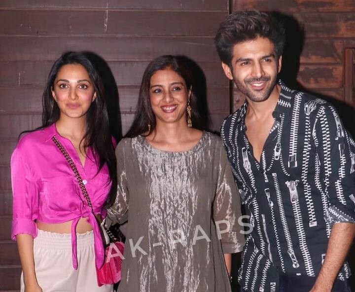A picture with lead stars Kartik Aaryan, Kiara Advani for the promotions of Bhool Bhulaiyaa 2