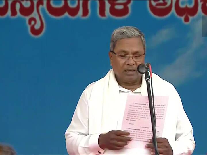 Congress veteran Siddaramaiah took oath as Karnataka Chief Minister today in Bengaluru. (Image Source: Twitter/@ANI)