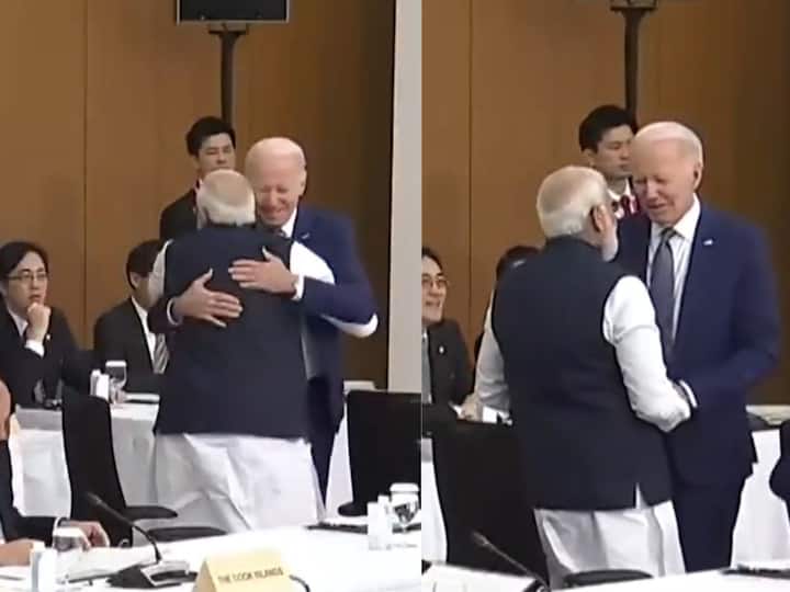 PM Modi Hugged US President Joe Biden as they meet at G7 Summit in Japan Modi Hugs Biden: జో బైడెన్‌ని కౌగిలించుకున్న ప్రధాని మోదీ, ఆత్మీయంగా పలకరింపు