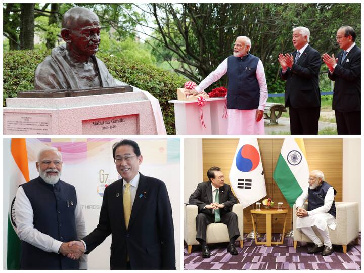 Prime Minister Narendra Modi arrived in Japan and held talks with the country's Prime Minister Fumio Kishida. He then unveiled the bust of Mahatma Gandhi placed in Hiroshima.