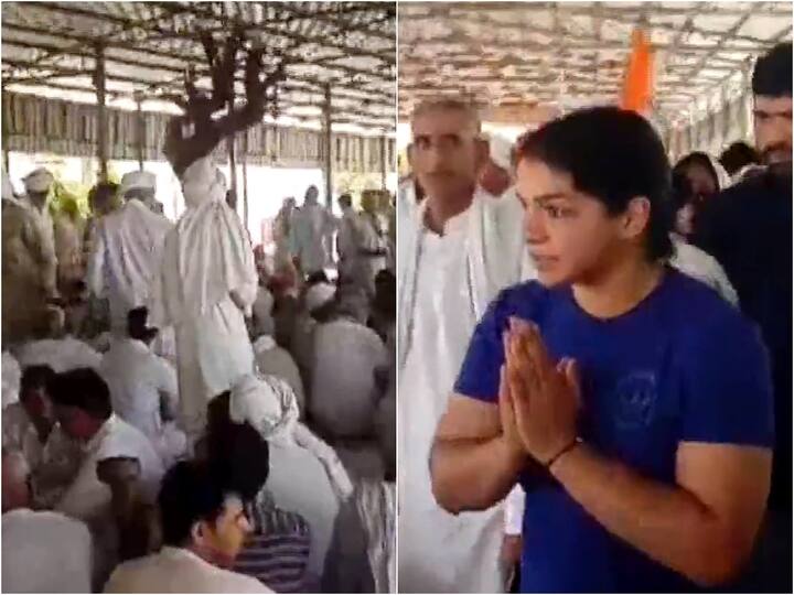 Wrestlers' Protest: Khap Panchayat Underway In Haryana Rohtak In Support Of Grapplers Sakshi Malik Wrestlers' Protest: Khap Panchayat Underway In Haryana's Rohtak In Support Of Grapplers