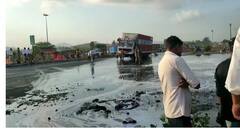 मुंबई अहमदाबाद राष्ट्रीय महामार्गावर ऑईल गळती