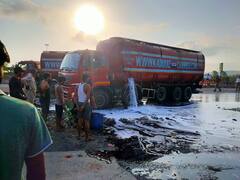 मुंबई अहमदाबाद राष्ट्रीय महामार्गावर ऑईल गळती