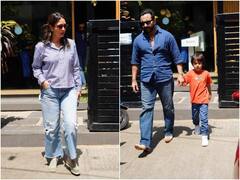 बेटे तैमूर संग लंच पर निकले Kareena Kapoor और Saif Ali Khan, ब्लू डेनिम-शर्ट के साथ एक्ट्रेस लगीं कमाल