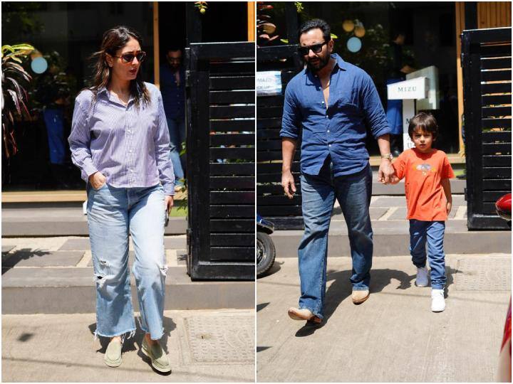 Kareena-Saif Pics: बॉलीवुड एक्ट्रेस करीना कपूर और सैफ अली खान आज बेटे तैमूर के साथ एक रेस्टोरेंट में लंच के लिए स्पॉट किए गए हैं. इनकी तस्वीरें सोशल मीडिया पर वायरल हो रही हैं.