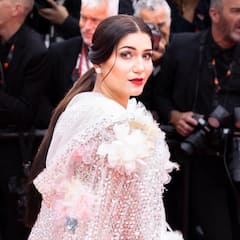 Sapna Choudhary Walks Cannes Red Carpet In White Cape Dress