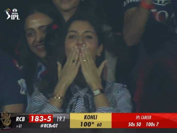 Watch: Anushka Sharma gives ‘flying kiss’ on Virat Kohli’s century, watch video