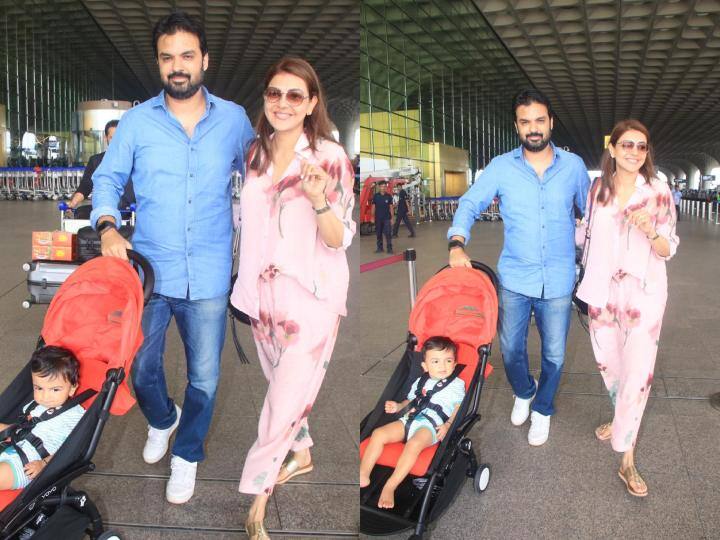बॉलीवुड एक्ट्रेस और साउथ स्टार काजल अग्रवाल अपने पति गौतम किचलू और बेटे नील किचलू के साथ एयरपोर्ट पर स्पॉट हुईं.