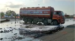 मुंबई अहमदाबाद राष्ट्रीय महामार्गावर ऑईल गळती