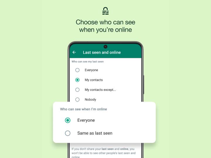 वॉट्सऐप पर अपनी डिटेल्स को सेफ रखने के लिए आप ये तय कर सकते हैं कि आपकी डिटेल्स कौन-कौन देख सकता है. जैसे कि नाम, नंबर, प्रोफाइल आदि. साथ ही आप अपनी ऑनलाइन प्रजेंस को भी छिपा सकते हैं.