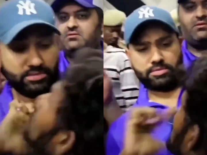 IPL 2023 fan asked for a kiss to Mumbai Indians Captain Rohit Sharma see his shocking reaction Watch viral video Watch: फैन ने रोहित शर्मा से सरेआम मांगा ‘किस’, देखें मुंबई के कप्तान का रिएक्शन हैरान करने वाला, वीडियो वायरल