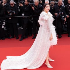 Sapna Choudhary Walks Cannes Red Carpet In White Cape Dress