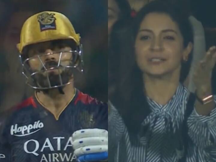 Anushka Sharma blows kisses on Virat Kohli in m chinnaswamy stadium at IPL 2023 Watch: विराट कोहली की सेंचुरी पर रोमांटिक हुई Anushka Sharma, स्टेडियम से यूं बरसाया पति पर प्यार
