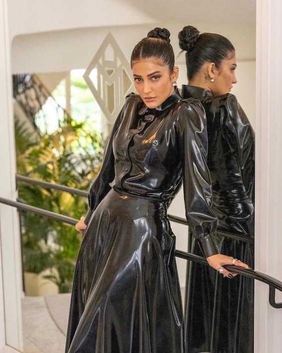 Shruti Hassan Exudes Boss Lady Vibes In A Latex Co-Ord Set At Cannes ...