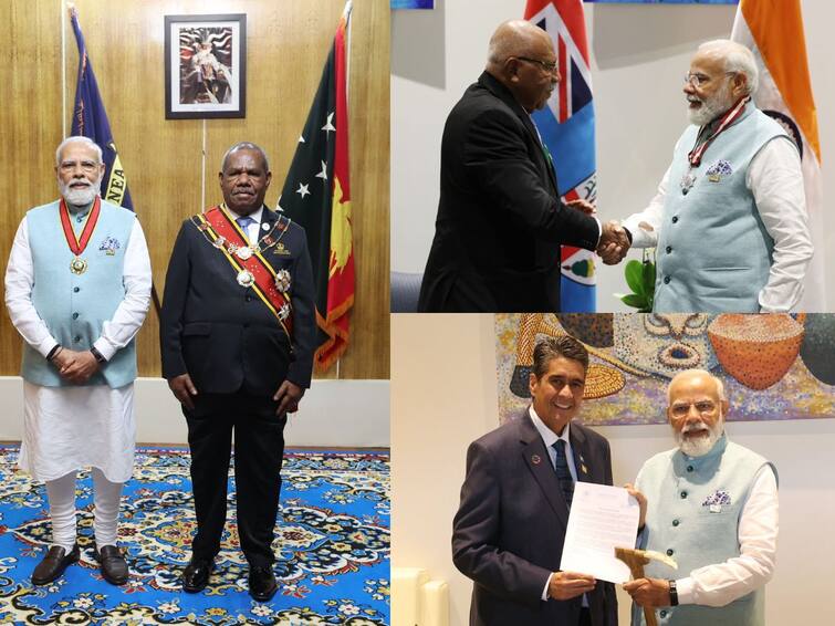 In Pics Pm Modi Bestowed With Fijis Highest Honour Companion Of The Order Of Fiji By