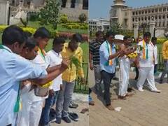 Karnataka Assembly: కర్ణాటక అసెంబ్లీని గోమూత్రంతో శుద్ధి చేసిన కాంగ్రెస్ కార్యకర్తలు,బీజేపీకి గట్టి కౌంటర్