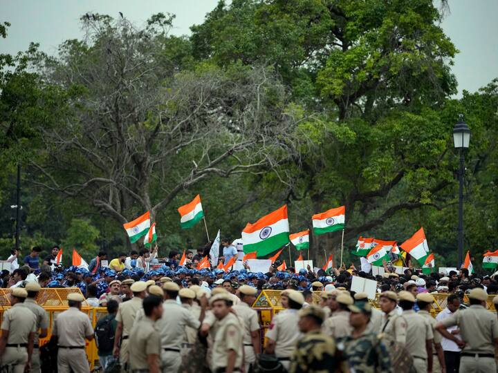 The protesting wrestlers have been demanding Singh’s arrest, who has been accused by six female wrestlers, including a minor, of sexual harassment. Image Source: PTI