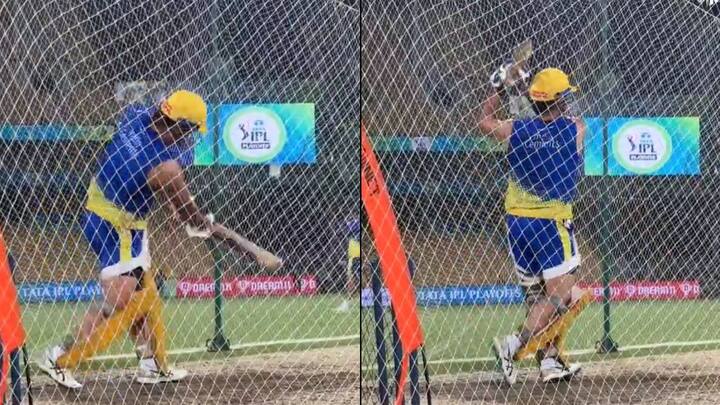 IPL 2023: Mahendra Singh Dhoni HITS HUGE SIXES in nets before CSK vs GT matches IPL 2023: কোয়ালিফায়ারে মাঠে নামার আগেই নেটে বিধ্বংসী মেজাজে ধোনি, হাঁকালেন একের পর এক ছক্কা