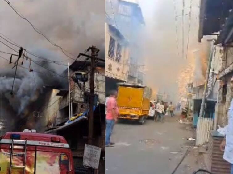 Second major fire in Kolhapur in three days  Burn electrical appliances Kolhapur Fire: कोल्हापुरात तीन दिवसात दुसऱ्यांदा भीषण आग; शिवाजी चौकातील तीन मजली इमारतीच्या आगीत इलेक्ट्रिक वस्तू जळून खाक 