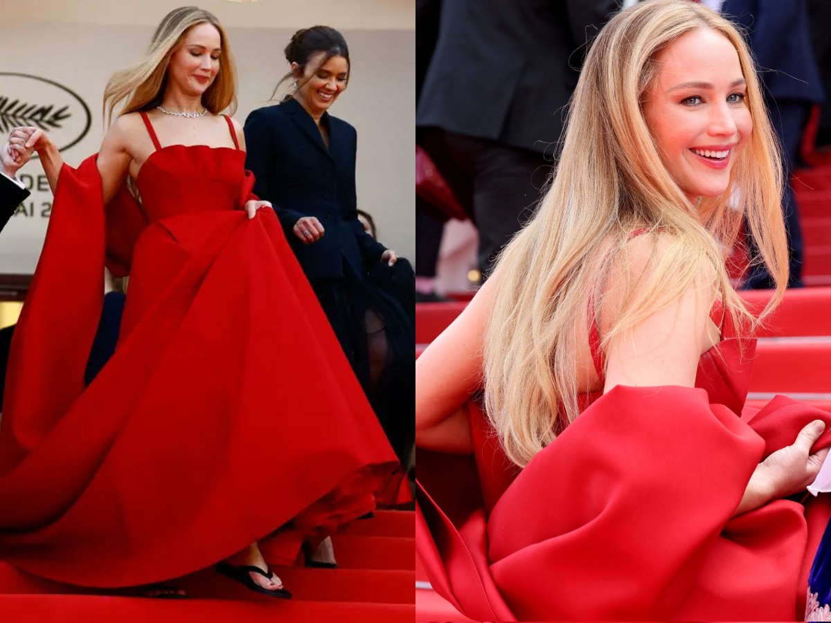 jennifer lawrence red dress look alike