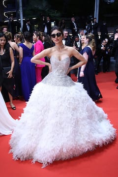Mouni Roy Walks The Cannes Red Carpet In A Feathery Gown. Take A Look