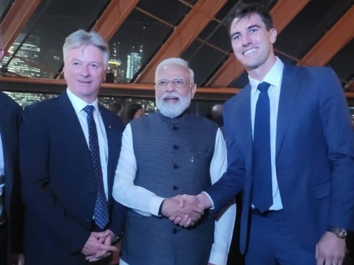 Steve Waugh Pat Cummins with Prime Minister Narendra Modi see in pic PM Modi ने ऑस्ट्रेलियाई क्रिकेटरों से की मुलाकात, सोशल मीडिया पर फोटो हुआ वायरल