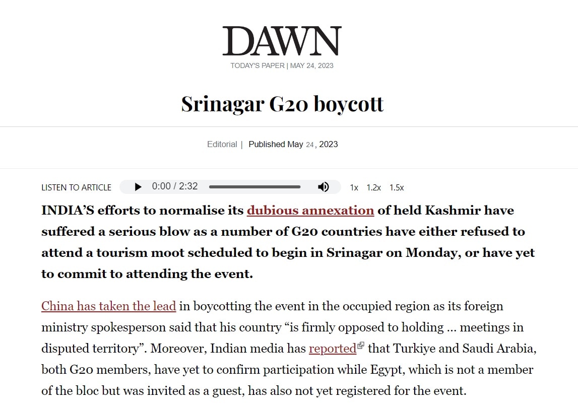Pakistan on G20 Meeting: श्रीनगर में जी-20 की बैठक पर पाकिस्तान का मीडिया उगल रहा जहर, जानिए क्या-क्या लिख रहा