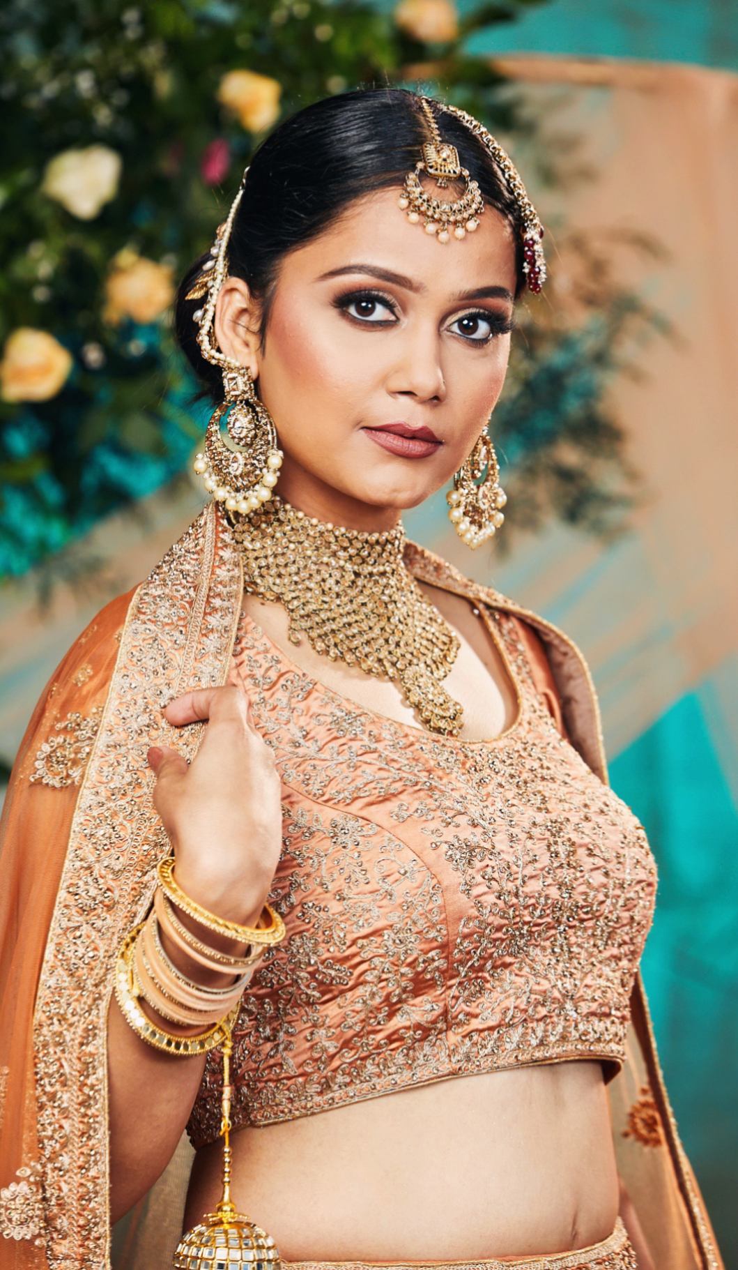 Buy Karatcart Gold-Plated Peach Beads Studded Handcrafted Kundan Bridal  Jewellery Set Online