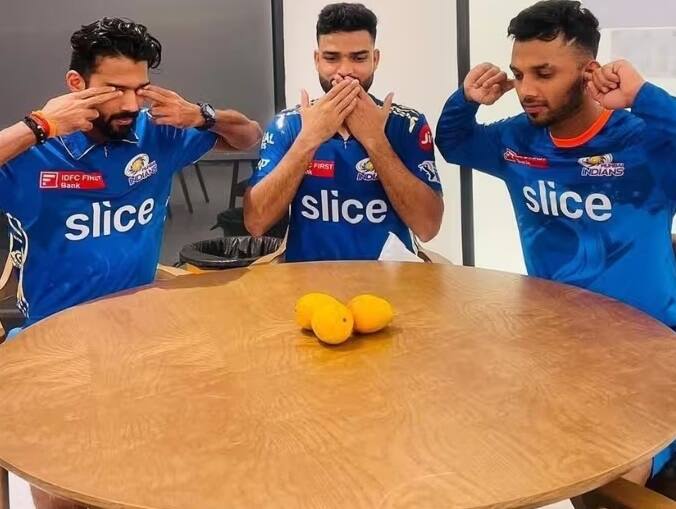 LSG vs MI: Mumbai Indians players take an indirect dig at Naveen-ul-Haq on social media LSG vs MI: મુંબઇ ઇન્ડિયન્સના નિશાન પર આવ્યો નવીન ઉલ હક, જાણો સ્વીટ મેંગો શેર કરીને કેમ કરવામાં આવી રહ્યો છે ટ્રોલ?