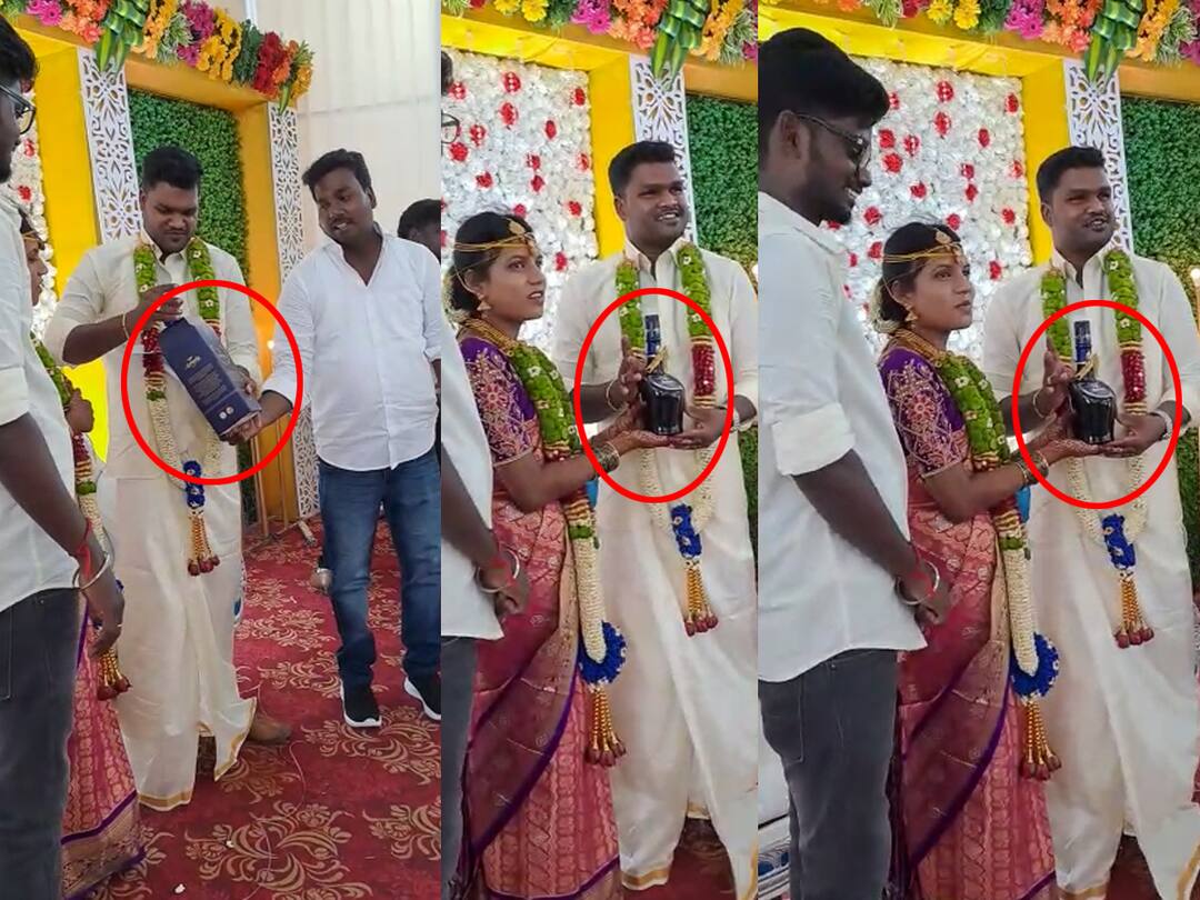 மது பரிசு: கள்ளக்குறிச்சி திருமண விழாவில் மாப்பிள்ளைக்கு மது பாட்டில் வழங்கிய நண்பர்களால் அதிர்ச்சி!