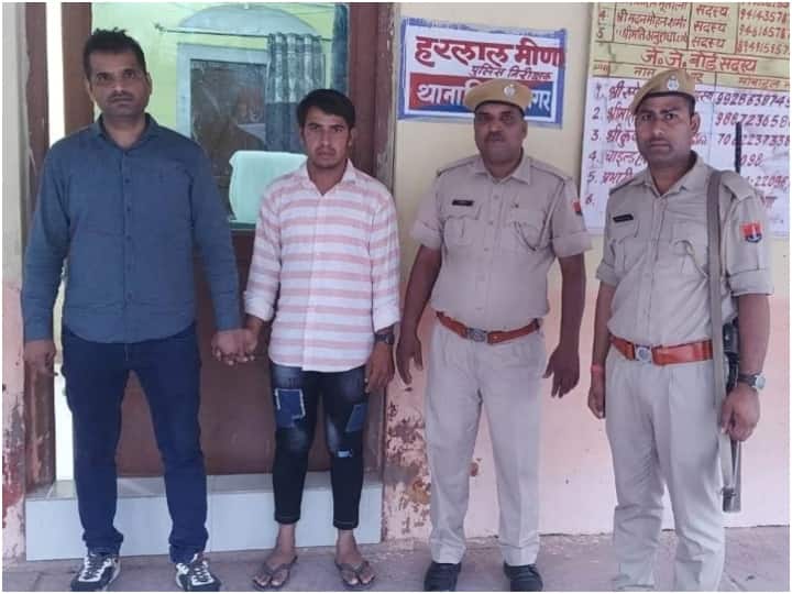 bharatpur police handed over the accused of cyber fraud to the haryana police  ANN Bharatpur: भरतपुर का मेवात साइबर क्राइम का बना 'जामताड़ा', कभी मांगते हैं OTP तो कभी नकली सामान बेच लगाते हैं चूना