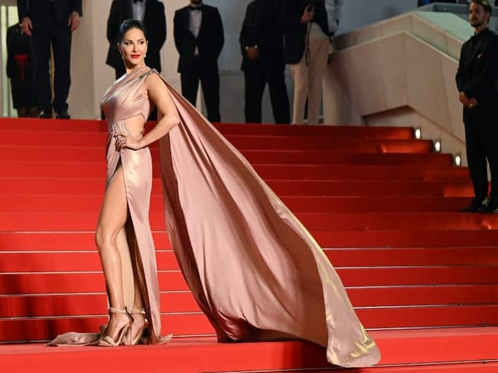 For the Cannes 2023 film premiere of her movie Kennedy, Sunny Leone dressed in a satin gown.